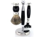 Super Badger Tıraş Seti Yeni Jagshaving Koleksiyonu Lüks Tıraş Bıçağı + Fırça + Tıraş Standı Yeni Reçine Başlık 3 Parçalı Erkek Hediye Seti Black Edition
