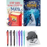 Süper Başkan Zamanı Durduran Saat ve Kitap Kurdu Olmak Istemeyen Maya 2'li Set + Hediyeli
