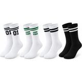 Süper Çorap Unisex Çorap Çizgili 4'lü Set 07 Good Vibes Yazılı Siyah Beyaz Uzun Soket Spor Ko - 39 - 44 - Çok Renkli
