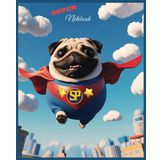 Super Dog Funny Notebook | Journal: Playful Super Pug Flying Hero-Style Workbook | 7.5” x 9.25” | 108 Pages | Narrow Ruled