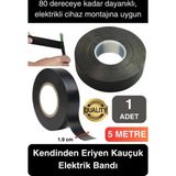 Süper Güçlü 1 Adet Siyah Kauçuk Kendinden Eriyen Bant Elektrik Sızdırmazlık Bandı 5 mt 1.9 cm