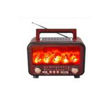 SUPER JVS Şömine Görünümlü Solar Güneş Enerji Ahşap Nostalji Bluetooth Usb Sd Kar Bluetotth Radyo Fm Müzik Çalar Büyük Boy