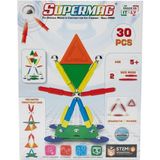 Super Mag Supermag 30 Parça Manyetik Yapı ve Geometri Seti- Renkli Stem Eğitici Manyetik Oyuncak - MIKNATISLI OYUNCAK