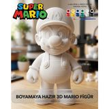 Super Mario Boyama Seti | 3D Baskı Figür + 6 Renk Boya & Fırça Hediyeli | Hobi & Eğitici Set - Beyaz