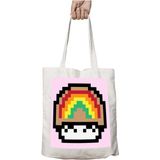 Super Mario Mushroom Rainbow Iki Tarafı Kalıcı Baskılı Yıkanabilir Okul Plaj Omuz Bez Çantası