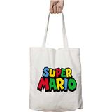 Super Mario Renk Yazı Iki Taraf Kalıcı Yıkanabilir Okul Plaj Omuz Bez Çanta