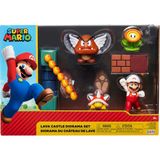 SUPER MARIO Süper Mario Nitendo Lav Kalesi'ne 2,5 " Şekil Diorama Set Play içerir: Fireballs, Block & Yangın Çiçek Spinning Yangın Mario, Dikenli, & para Goomba, Mekanik