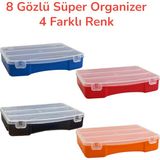 Super Organizer 8 Çok Amaçlı Kilitli Plastik Saklama Kutusu – Vida, Dübel, Elektronik Parça, Takı, Hobi ve Atölye Organizeri - Mavi