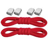 Süper Pratik Klipsli Elastik Akıllı Bağcık, Metal Tokalı Lastikli Ayakkabı Bağcığı, (Kırmızı)