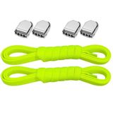 Süper Pratik Klipsli Elastik Akıllı Bağcık, Metal Tokalı Lastikli Ayakkabı Bağcığı, (Neon Sarı)