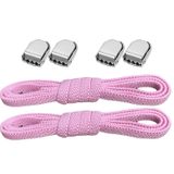 Süper Pratik Klipsli Elastik Akıllı Bağcık, Metal Tokalı Lastikli Ayakkabı Bağcığı, (Pembe)