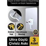 Süper Sağlam İz bırakmaz Çerçeve Tablo Banyo Mutfak Ultra Güçlü Yapışkanlı Çivisiz Askı 3 Adet