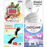 Süper Sanat + Çizgini Konuştur (Sarah Richardson) + Çizmeli Harikalar Havada + Eğlenceli Origami Kağıt Katlama Sanatı / 4lü Set Okul Öncesi ve Erken Okul Dönemi Yardımcı Aktiviteler Eğitim Kitapları