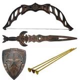 Süper Savaşcı Kılıç Kalkanlı Ok Yay Set Büyük Boy 6 Parça 57cm