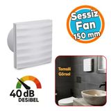 Süper Sessiz 12 W Kapaklı Düz Banyo Wc Aspiratör Fanı 150 Mm Duvar Tipi Tuvalet Hava Havalandırma