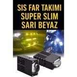 Super Slim LED Projektör Sarı Beyaz 40 W Motosiklet Sis Far Takımı