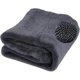 Süper Su Emici Özellikli Mikrofiber Araç Kurulama Havlusu 50x70 cm, Orta Boy Çift Katlı Araç Kurutma ve Torpido Silme Bezi (Kırmızı-Gri)
