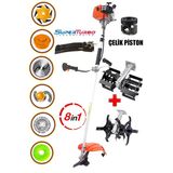 Super Torklu 20Hpx Benzinli Yan Tipi Tırpan Ot Çalı Biçme Toprak Çapalama Makinesi 2 Çapa 8 Parçalı