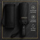Süper Ultra Premium Lüks 16 Telli Tam Otomatik Rüzgar Korumalı Rüzgarda Kırılmayan Şemsiye - Siyah