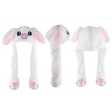 Super Z Outlet Bunny Rabbit Peluş Şapka Hareketli Kulaklı Anime Göz Kawaii Başlık (Beyaz Tavşan)