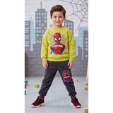 Superbaby Erkek Çocuk Takım – %100 Pamuk Iki Iplik Kumaş – Sarı Sweatshirt, Gri/bordo/lacivert Pantolon Renk - 5 - 6 Yaş