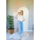 Superbaby Kız Çocuk %100 Pamuk Taşlı Kelebek Nakışlı Kot Pantolon Geniş Paça Jean - 11 - 12 Yaş - Bej