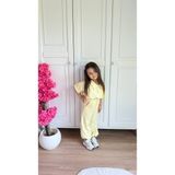 Superbaby Kız Çocuk Gömlek ve Geniş Paça Pantolon Ikili Çupra Takım - 9 - 10 Yaş - Sarı