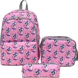 Superbag Kız Çocuk Unicorn Kedi Desenli İlkokul Çantası 3'lü Set Beslenmelik ve Kalemlik