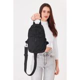 Superbag Su İtici Kumaş Çapraz Askılı Omuz ve Bel Çantası, Unisex, Günlük Kullanım için Hafif ve Kullanışlı Çanta (Siyah)