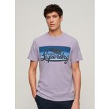 Superdry Bisiklet Yaka Baskılı Mor Erkek T-Shirt M1011904A2AC_CALI STRIPED LOGO T SH