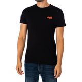 SUPERDRY Bisiklet Yaka Essential Logo Nakışlı T-Shirt, L, 5003215450, Siyah - Turuncu, Erkek