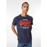 Superdry Bisiklet Yaka Lacivert Erkek T-Shirt M1012001AZRN_DUO VINTAGE LOGO T SHI