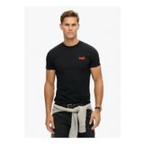 SUPERDRY Bisiklet Yaka Siyah - Turuncu Erkek T-Shirt M1011245AAOC_ESSENTIAL LOGO EMB TEE