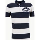 Superdry Çizgili Beyaz - Lacivert Erkek Polo T-Shirt Vıntage Athletıc Jersey Polo