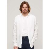 Superdry Normal Beyaz Düz Erkek Gömlek M4010607A01C_STUDIOS CASUAL LINEN L