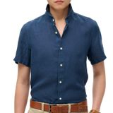 SUPERDRY Regular Fit Gömlek Vacation Linen S/S Shirt, L, 5003297733, Lacivert, Erkek