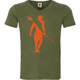 Superfly V Yaka Baskılı Erkek T-Shirt 20592 - Haki