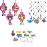 Superhero Girl Teması Eğlenceli Süs Set | Doğum Günü Temalı, Tabak ve Bardak, Parti Seti, Balon Desenli