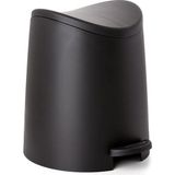 Superio Kapaklı Küçük Plastik Banyo Çöp Kutusu 3 Litre Siyah Modern Kavisli Ayak Pedallı Çöp Kovası, Mini Mutfak Çöp Kutusu, Yatak Odası, Ofis, Masa Altı Için Dayanıklı ve Yumuşak Kapanır - 0 - 199 ml - 000-Siyah