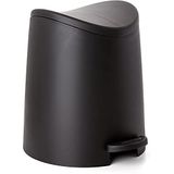 Superio Kapaklı Küçük Plastik Banyo Çöp Kutusu 3 Litre Siyah Modern Kavisli Ayak Pedallı Çöp Kovası, Mini Mutfak Çöp Kutusu, Yatak Odası, Ofis, Masa Altı için Dayanıklı ve Yumuşak Kapanır