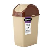 Superio Kapaklı Orta Boy Çöp Kovası 4,5 Galon Plastik Salıncak Üst Çöp Kovası Lavabo/Dolap Altı, Çamaşır Odası, Mutfak, Ofis, Yatak Odası, Banyo, Üniversite Yurdu, 18 Qt, Bej