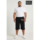 Superlife Büyük Beden Erkek 3xl-6xl Rahat Kalıp Cepli Brooklyn 1970 Baskılı Penye Kapri Şort SPR26BSR591-03 - Black