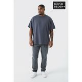 Superlife Büyük Beden Erkek Basic Tişört – Pamuklu Düz T-Shirt 3xl-6xl SPR26BTS510 - 00 Gri