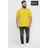 Superlife Büyük Beden Erkek Basic Tişört – Pamuklu Düz T-Shirt 3xl-6xl SPR26BTS510 - 00Sarı