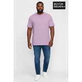 Superlife Büyük Beden Erkek Basic Tişört – Pamuklu Düz T-Shirt 3xl-6xl SPR26BTS510 - Lila