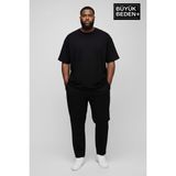 Superlife Büyük Beden Erkek Basic Tişört – Pamuklu Düz T-Shirt 3xl-6xl SPR26BTS510 - Siyah