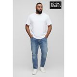 Superlife Büyük Beden Erkek Basic Tişört – Pamuklu Düz T-Shirt 3xl-6xl SPR26BTS510 - White - 5XL