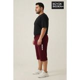Superlife Büyük Beden Erkek Kapri Şort Brooklyn Baskılı Rahat Kalıp 3xl-6xl SPR26BSR591-02 - 5XL - Bordo