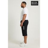 Superlife Büyük Beden Erkek Kapri Şort Brooklyn Baskılı Rahat Kalıp 3xl-6xl SPR26BSR591-02 - Black