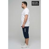 Superlife Büyük Beden Erkek Kapri Şort Brooklyn Baskılı Rahat Kalıp 3xl-6xl SPR26BSR591-02 - Navy
